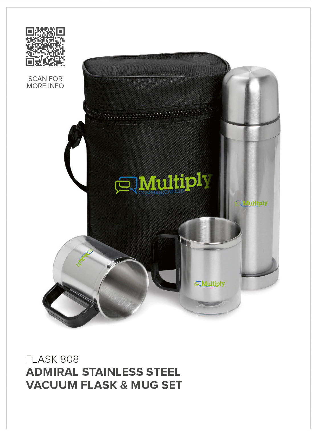 Admiral Stainless Steel Vacuum Flask & Mug Set-1