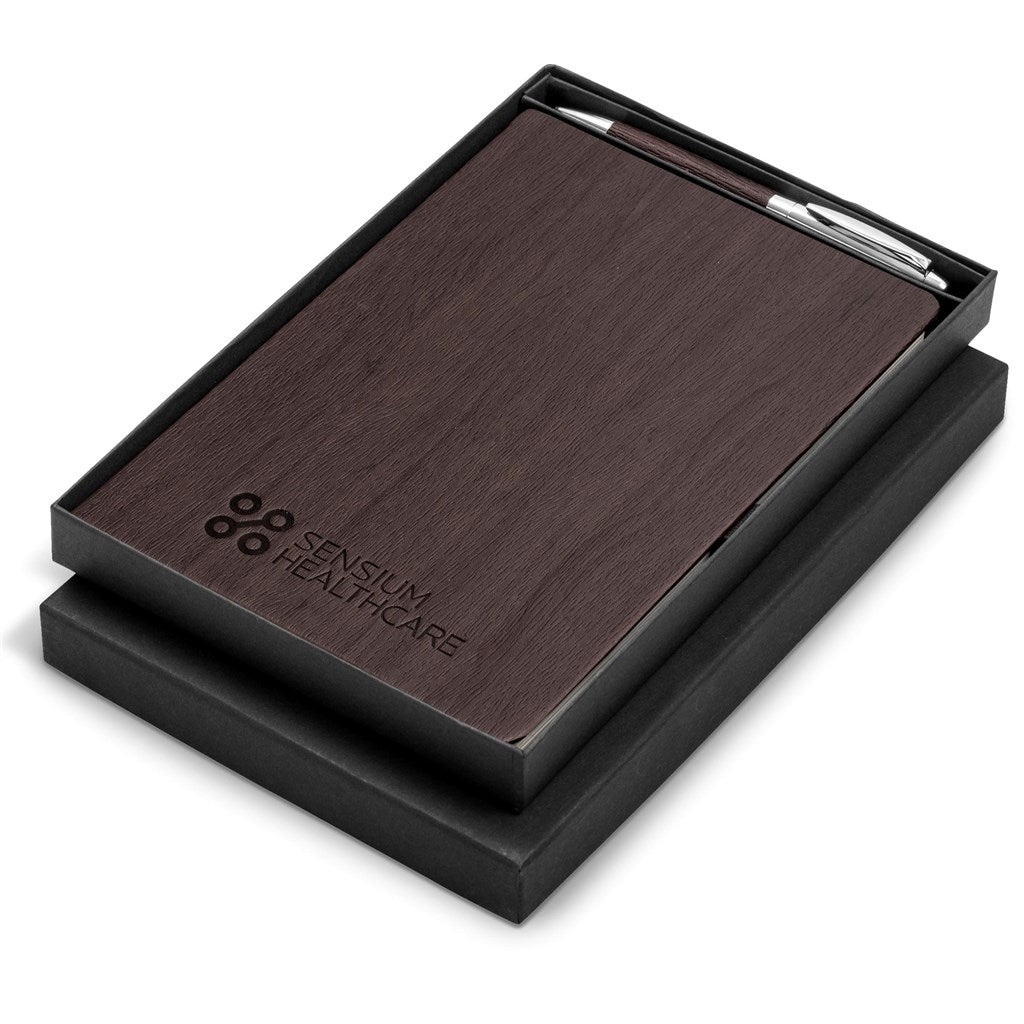 Oakridge Hard Cover Notebook & Pen Set - Brown-0