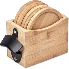 Okiyo Kanpai Bamboo Coaster & Bottle Opener Set-2