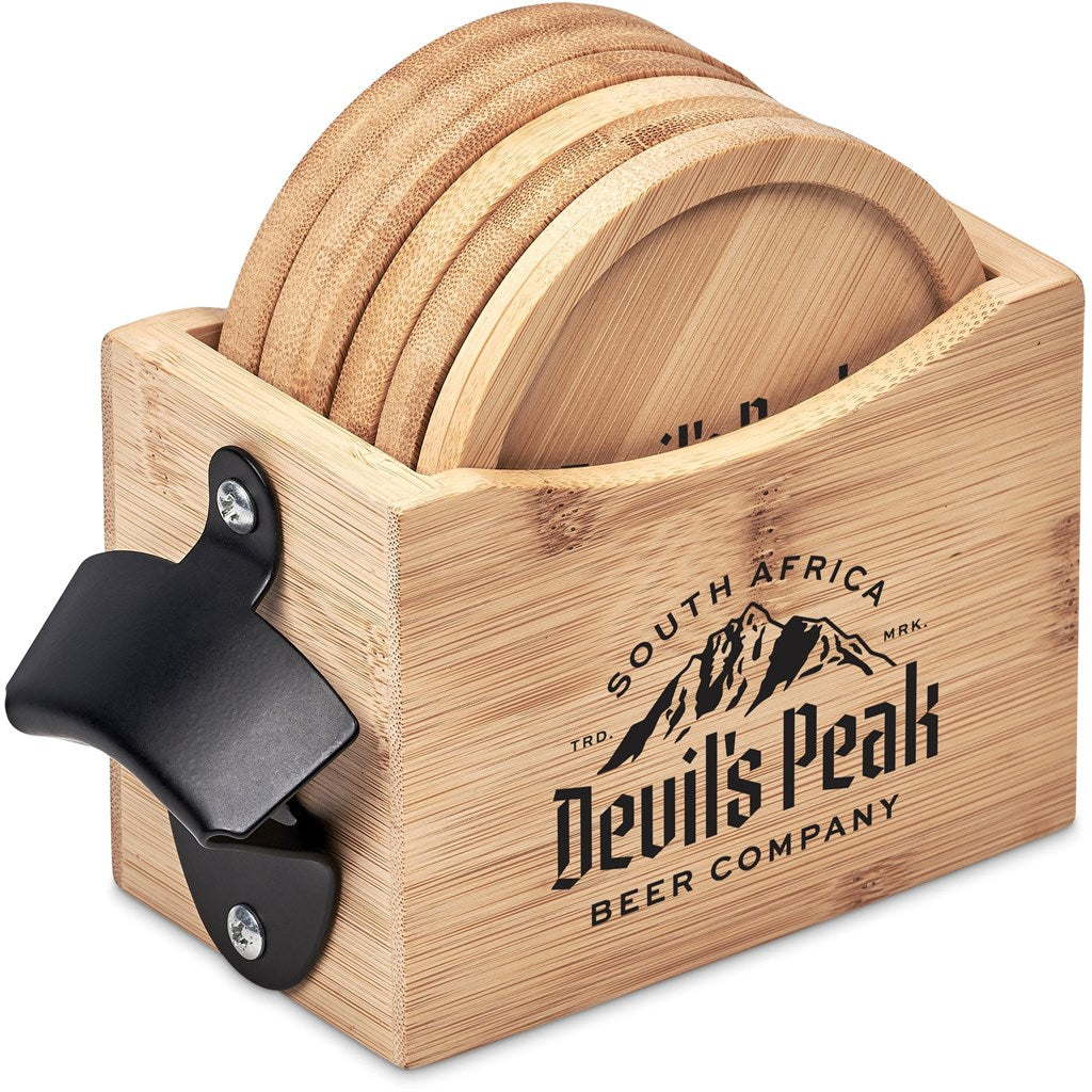 Okiyo Kanpai Bamboo Coaster & Bottle Opener Set-3