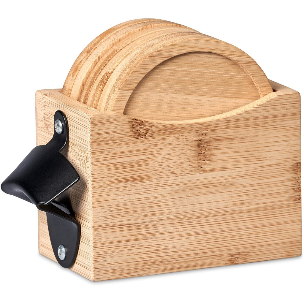Okiyo Kanpai Bamboo Coaster & Bottle Opener Set-6