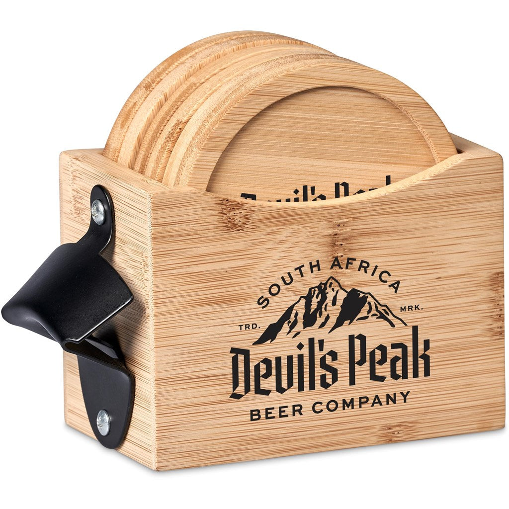 Okiyo Kanpai Bamboo Coaster & Bottle Opener Set-7