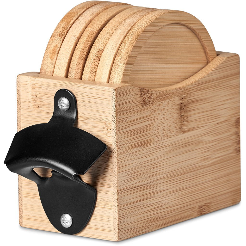 Okiyo Kanpai Bamboo Coaster & Bottle Opener Set-6