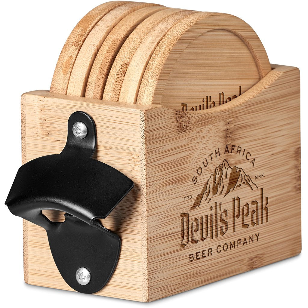 Okiyo Kanpai Bamboo Coaster & Bottle Opener Set-5