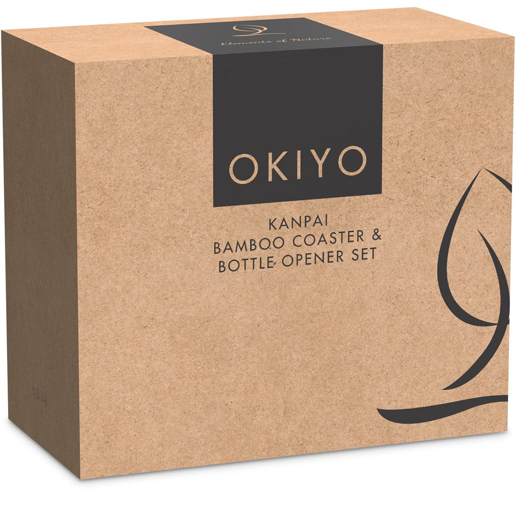 Okiyo Kanpai Bamboo Coaster & Bottle Opener Set-19