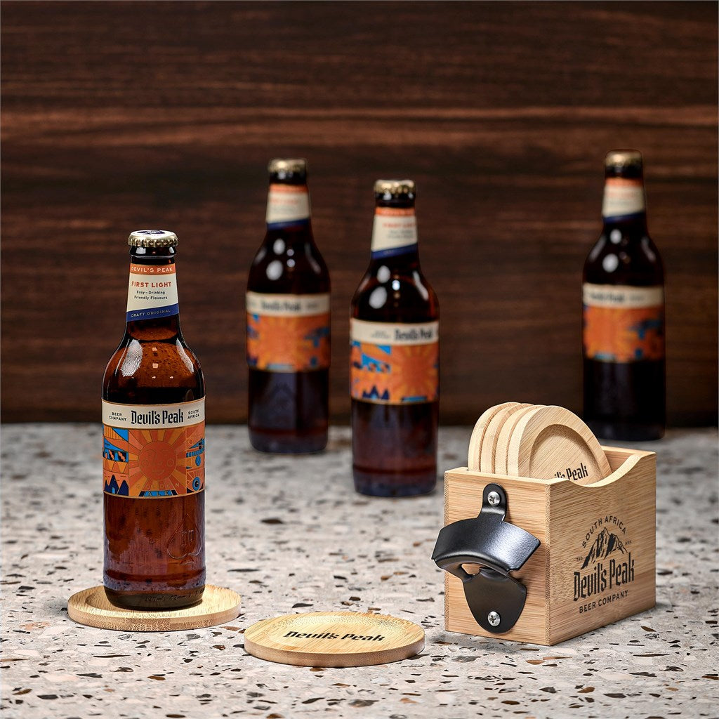 Okiyo Kanpai Bamboo Coaster & Bottle Opener Set-22