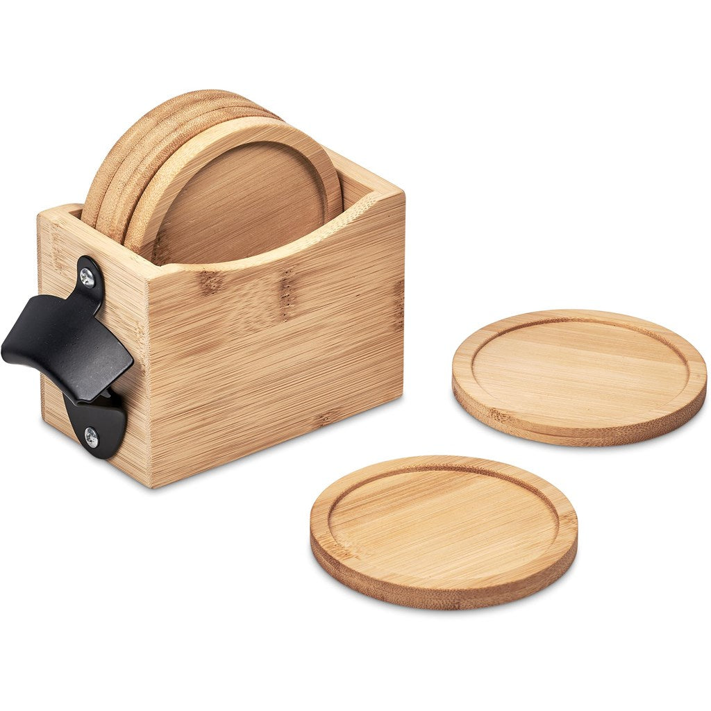 Okiyo Kanpai Bamboo Coaster & Bottle Opener Set-16