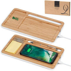 Okiyo Musen Bamboo Wireless Charger Desk Organiser-3