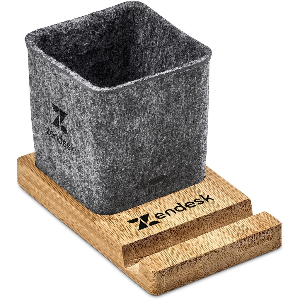 Okiyo Kyadi Recycled PET & Bamboo Desk Caddy Phone Stand-3