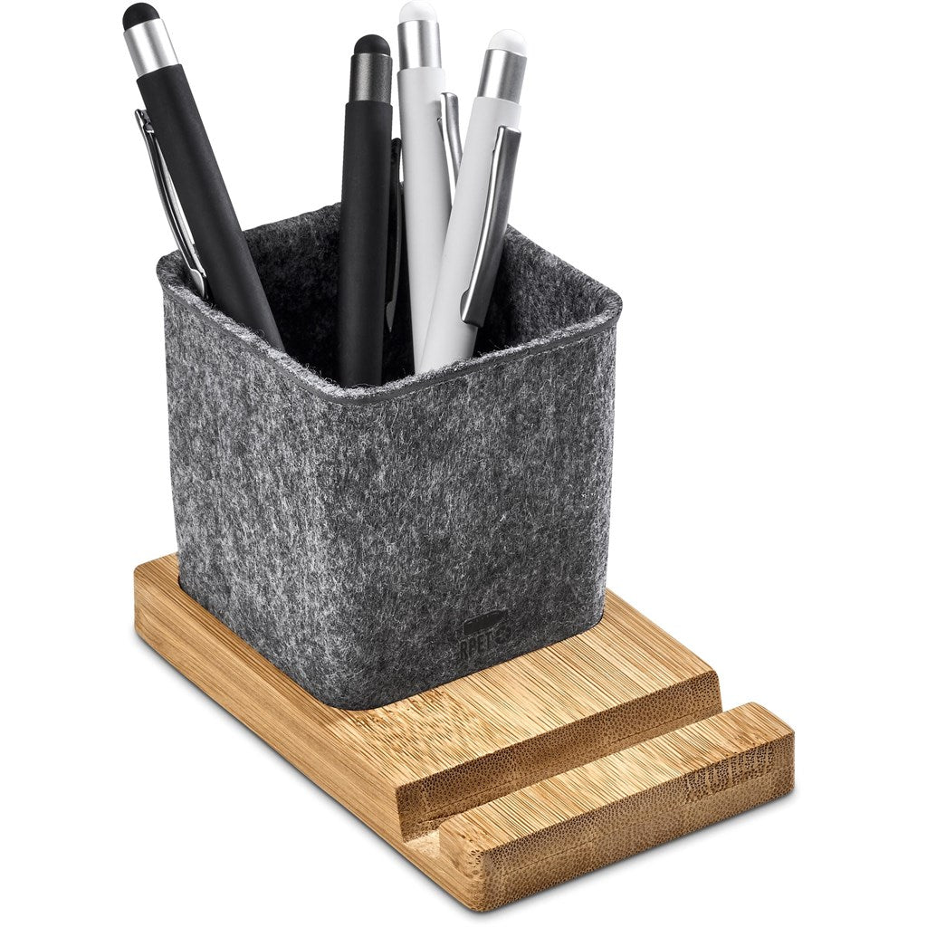 Okiyo Kyadi Recycled PET & Bamboo Desk Caddy Phone Stand-8