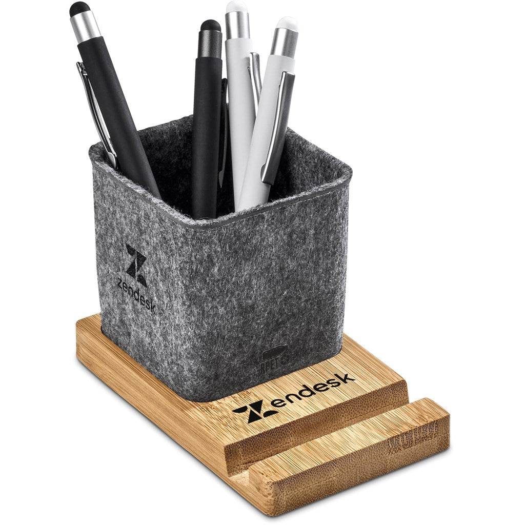 Okiyo Kyadi Recycled PET & Bamboo Desk Caddy Phone Stand-9
