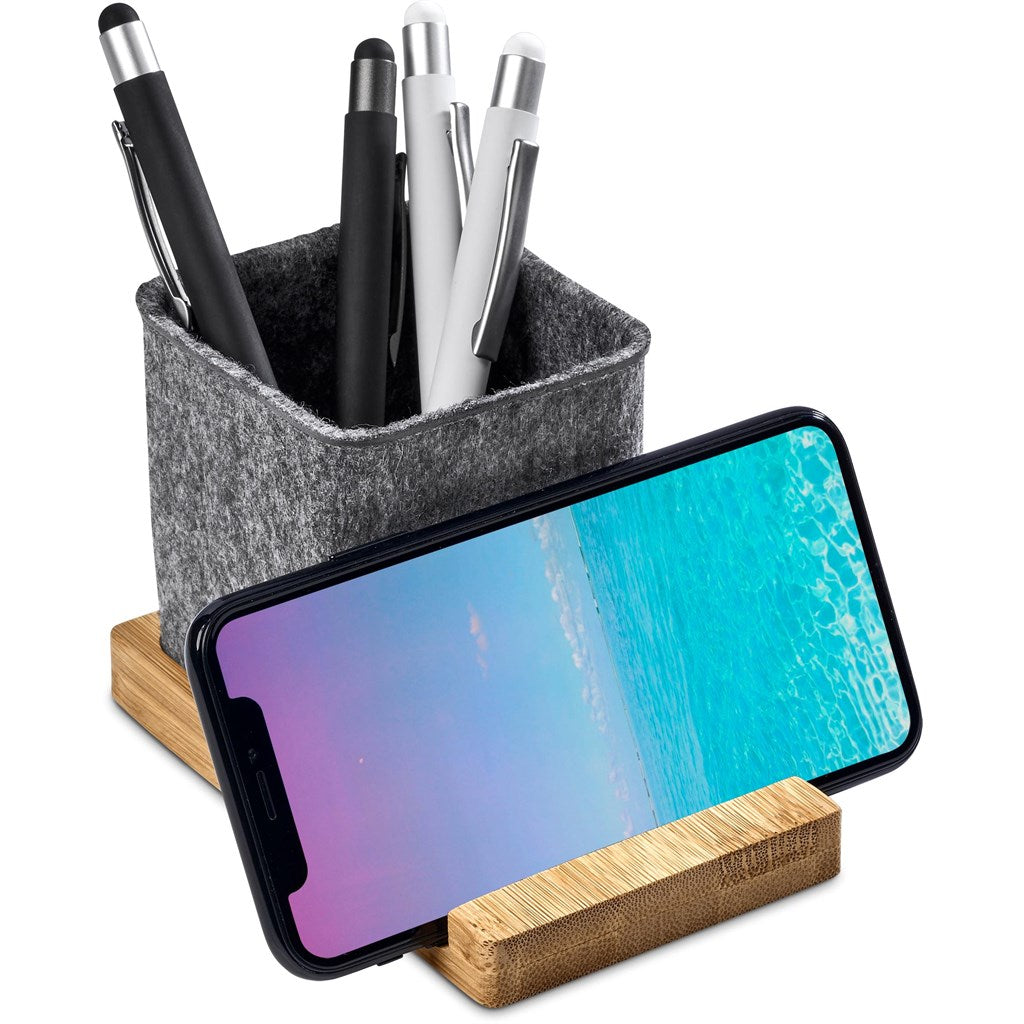 Okiyo Kyadi Recycled PET & Bamboo Desk Caddy Phone Stand-11