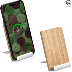 Okiyo Hakka Bamboo & Recycled Aluminium Wireless Charging Phone Stand-2