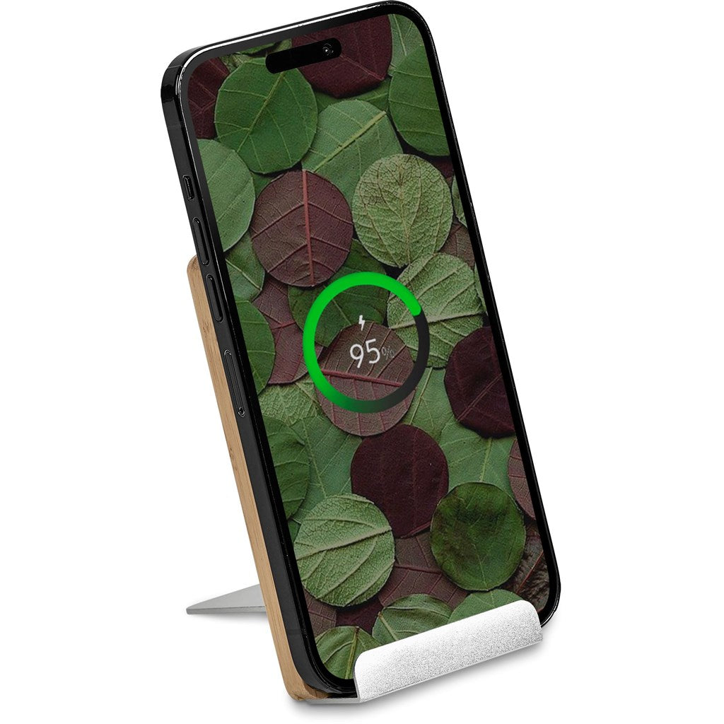 Okiyo Hakka Bamboo & Recycled Aluminium Wireless Charging Phone Stand-5