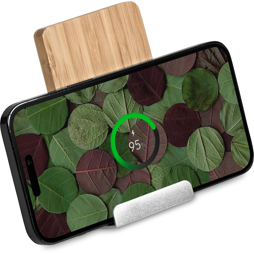 Okiyo Hakka Bamboo & Recycled Aluminium Wireless Charging Phone Stand-7