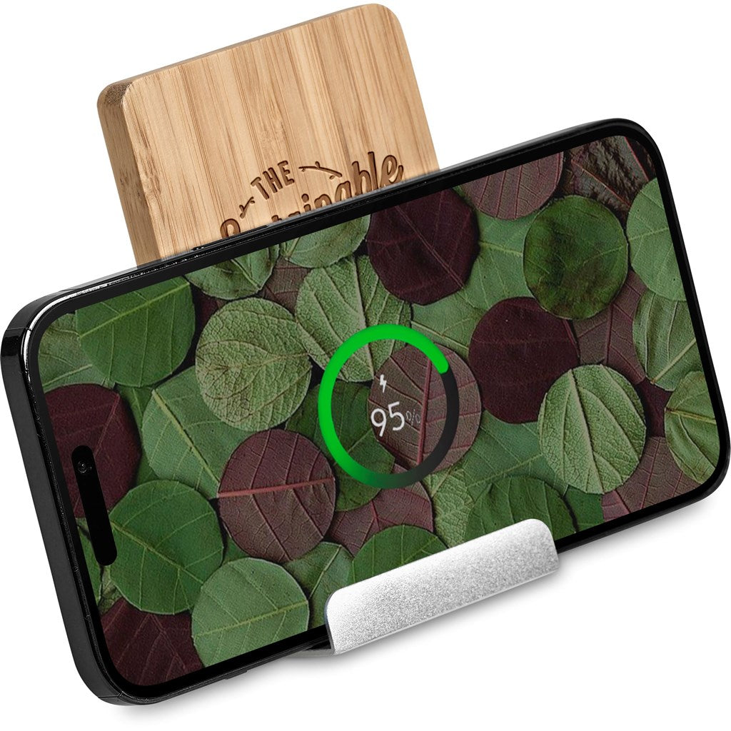 Okiyo Hakka Bamboo & Recycled Aluminium Wireless Charging Phone Stand-6