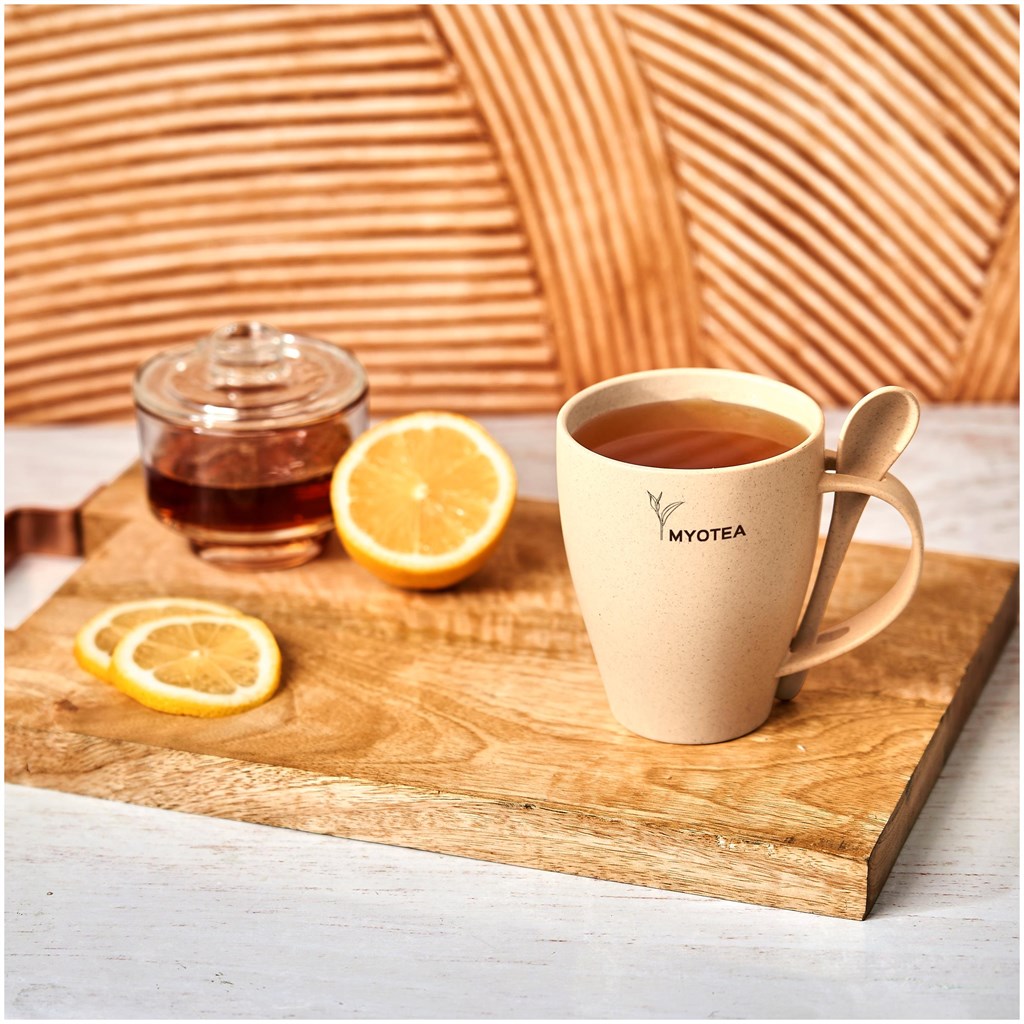 Okiyo Kawai Wheat Straw Mug & Spoon - 350ml-12