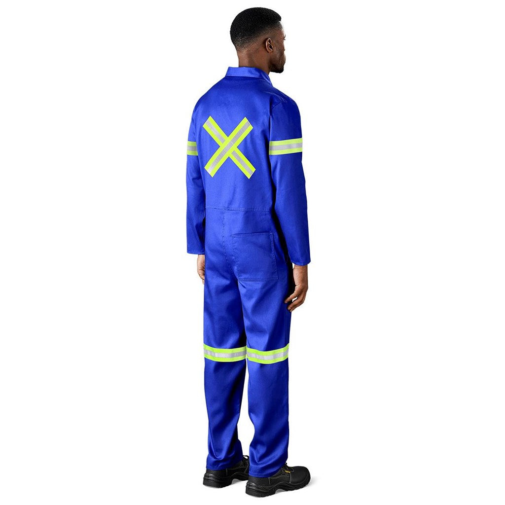 Safety Polycotton Boiler Suit - Reflective Arms Legs & Back - Yellow Tape-0