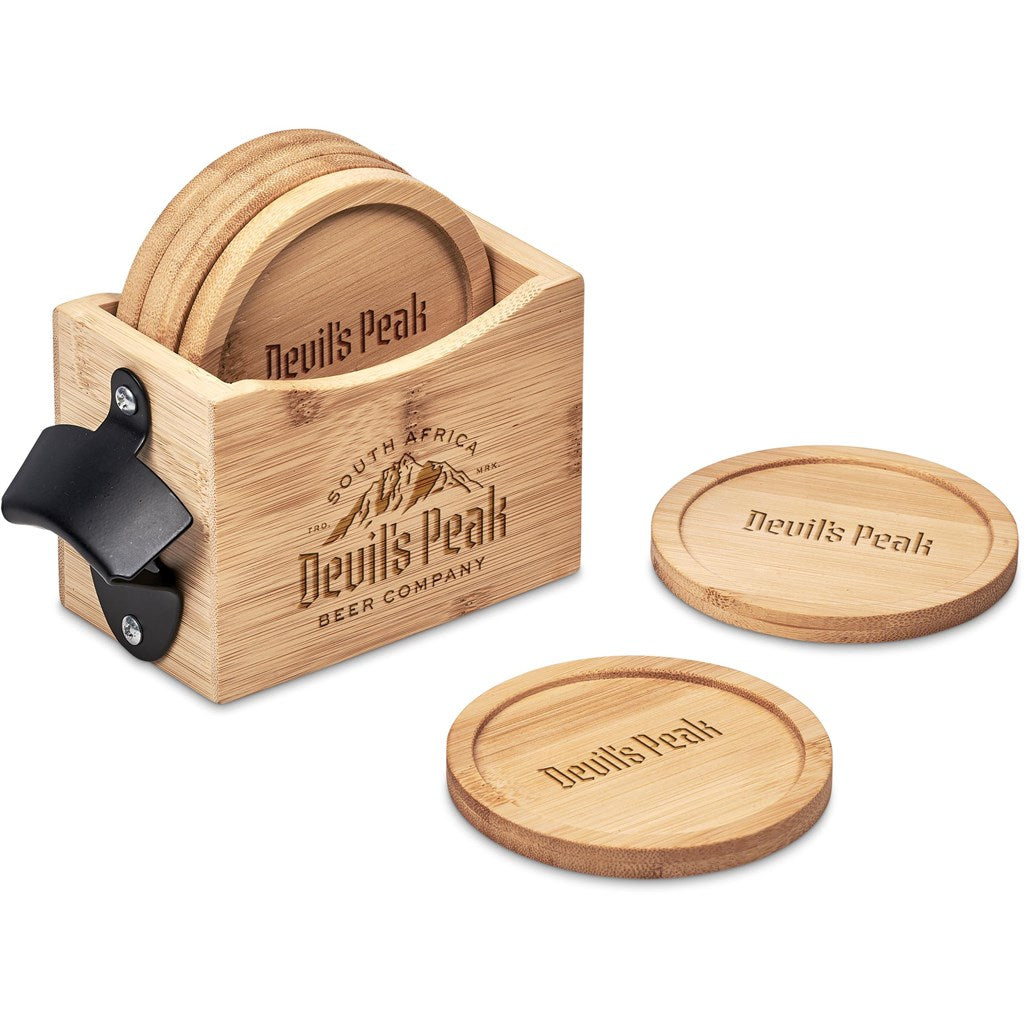 Okiyo Kanpai Bamboo Coaster & Bottle Opener Set-0