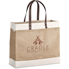 Okiyo Reza Jute & Cotton Tote with Leather Handles-0