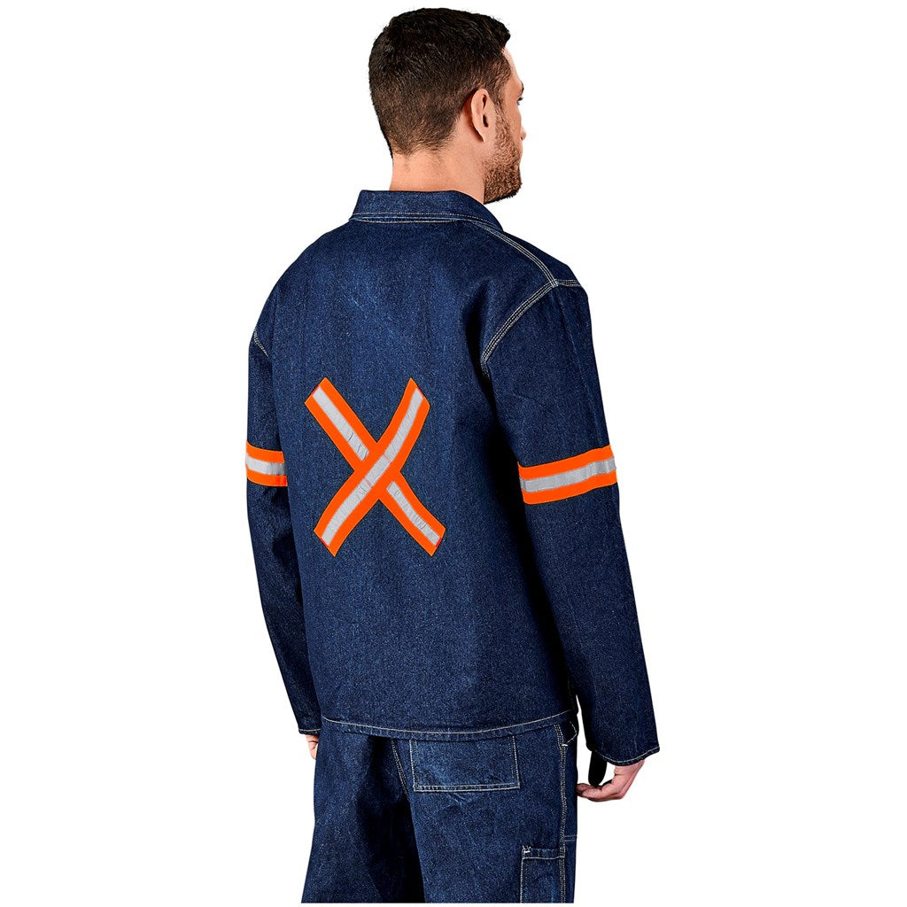 Cast Premium 100% Cotton Denim Jacket - Reflective Arms & Back - Orange Tape-0